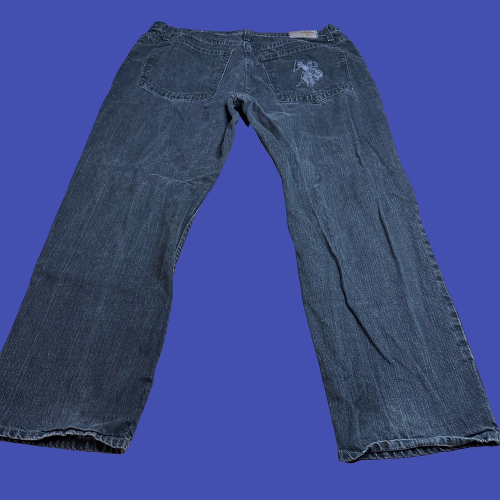 US Polo Assn Jeans 38x30 Black Big Pony Embroidered Denim Y2K Baggy